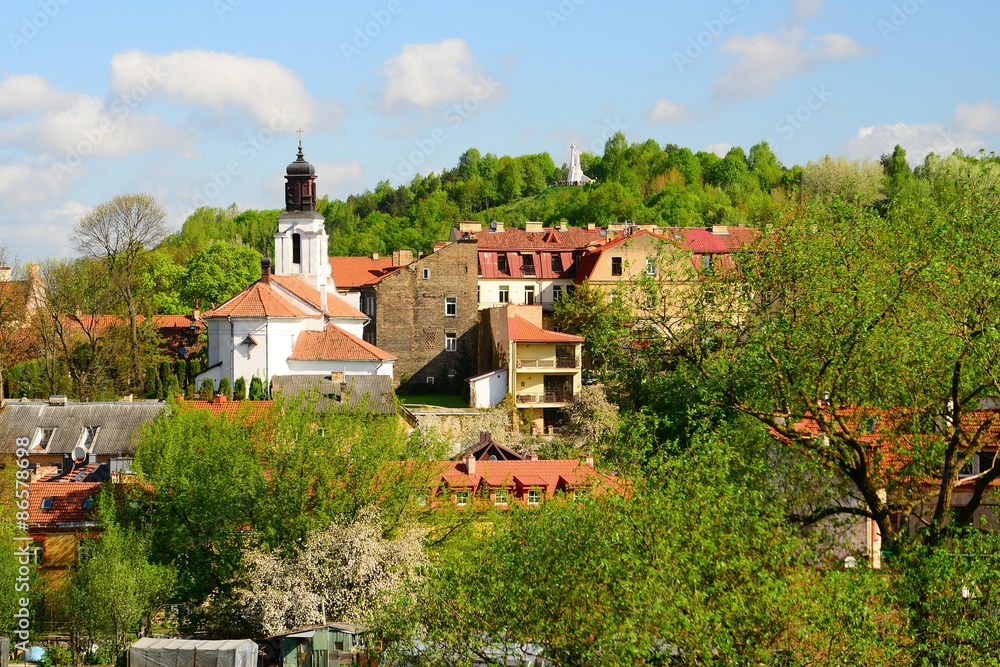 Vilnius city view from hills to the old and new city