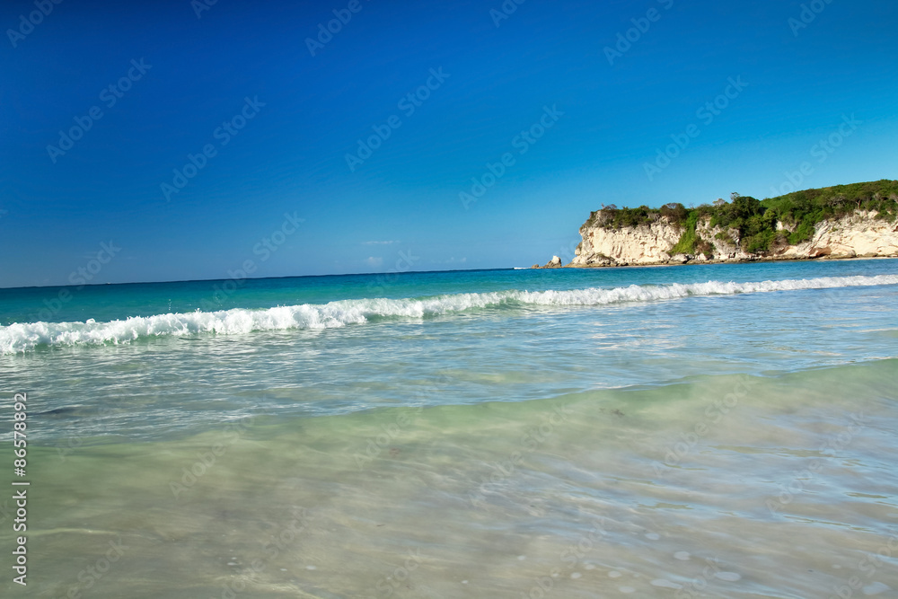 Surf caribbean beach with waves