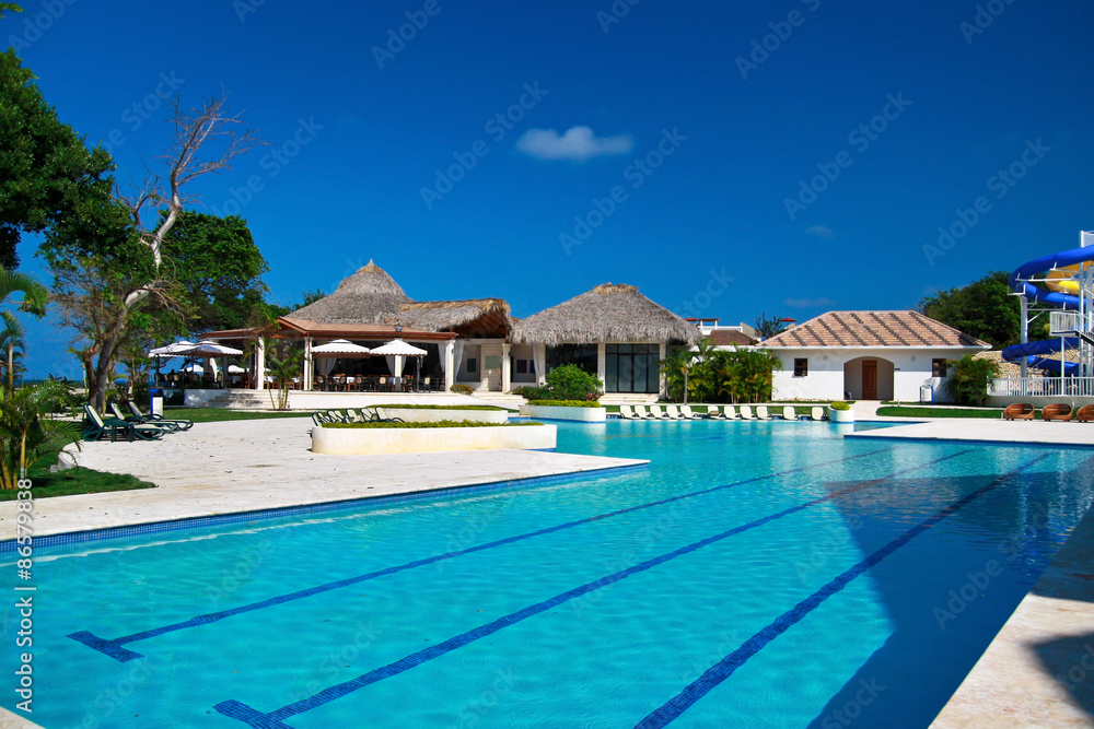 Swimming pool in tropical resort