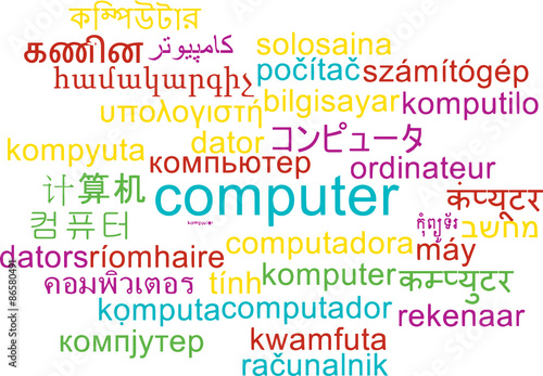 Computer multilanguage wordcloud background concept