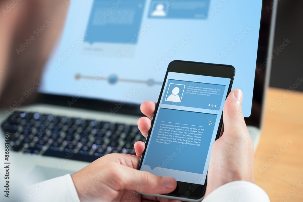 Composite image of businessman using smartphone Composite image of businessman using smartphone