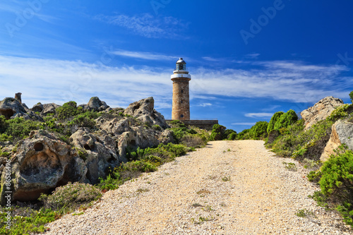 road to lighthouse - San Pietro Isle  Sardinia  Italy 