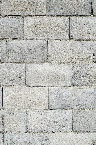 Wall of grey concrete blocks