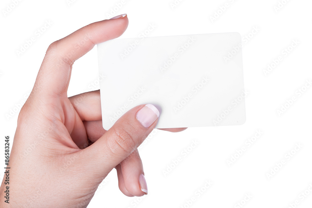 Obraz premium Hand with white card