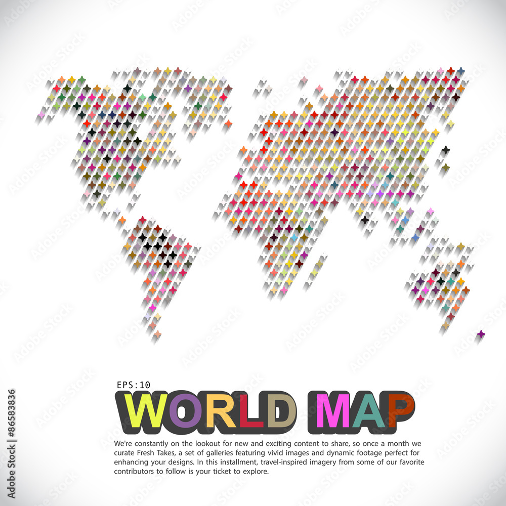 Naklejka premium Abstract telecommunication world map with circles, lines and gradients - Detailed EPS10 vector design