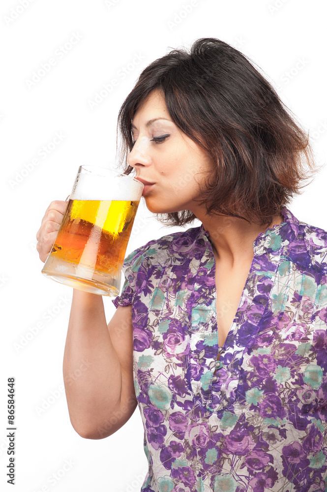 Young brunette girl with big mug of beer 3 Young brunette girl with big mug of beer 3