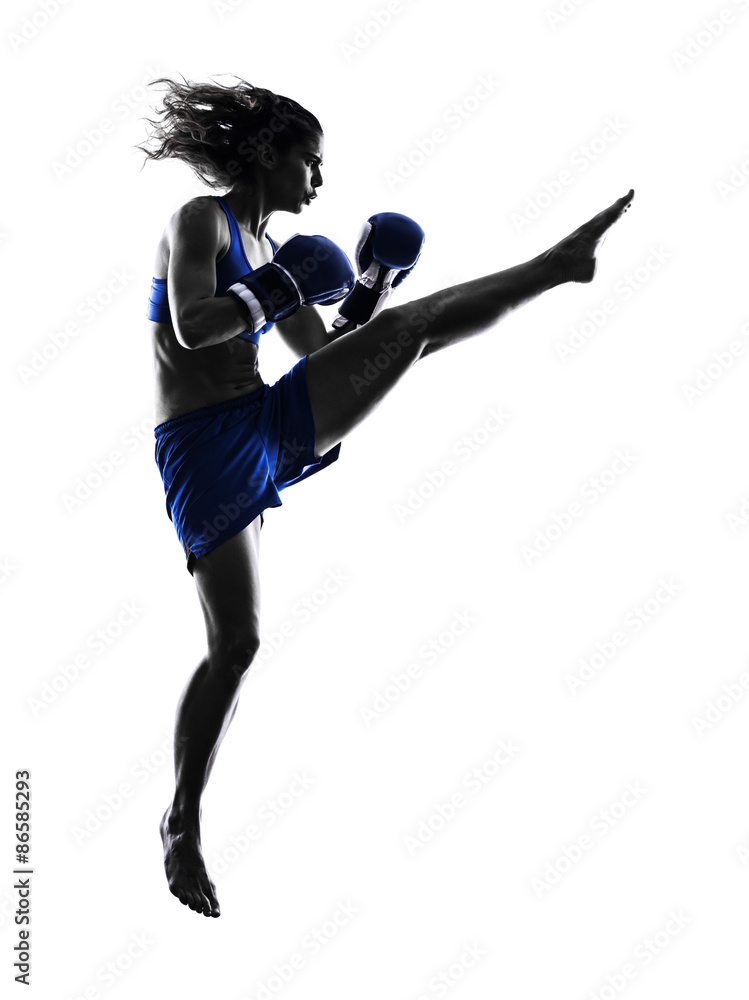 woman boxer boxing kickboxing silhouette isolated woman boxer boxing kickboxing silhouette isolated