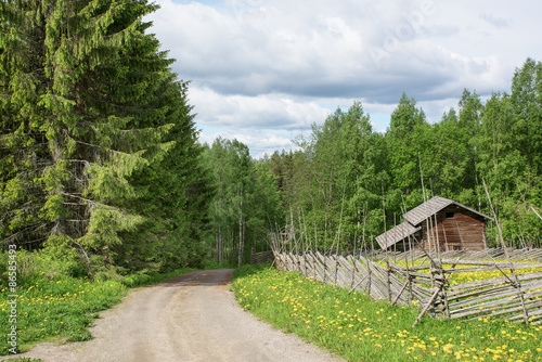 Country road in Ollila farm in Koli national park