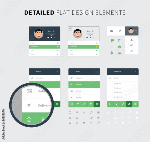 Flat design set ui kit for web