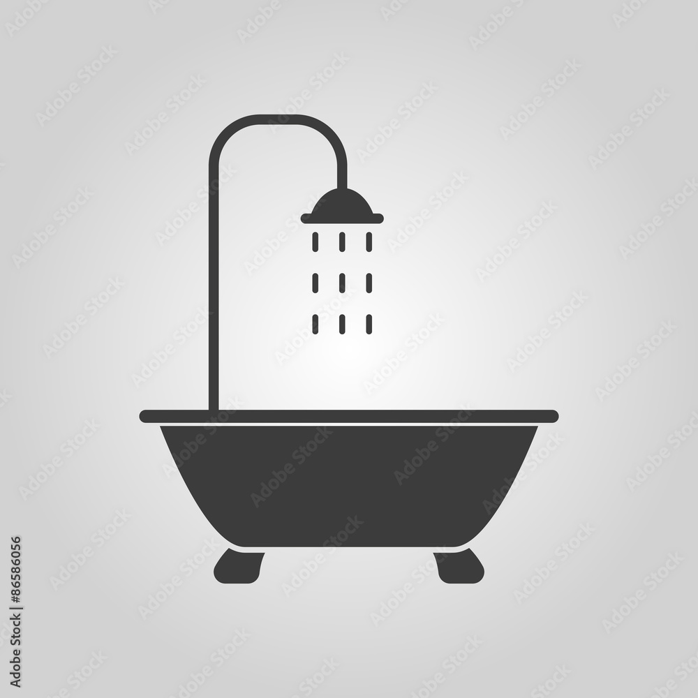 The shower icon. Bathroom symbol. Flat The shower icon. Bathroom symbol. Flat
