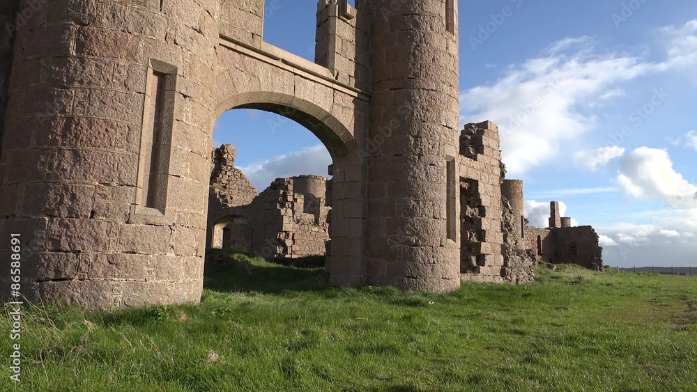 Slains castle panning shot Slains castle panning shot