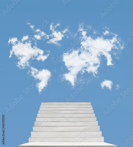 Staircase and blue sky clouds map