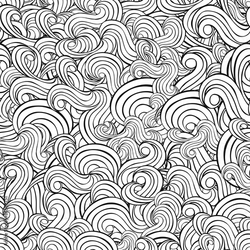Seamless abstract hand-drawn waves pattern, wavy background