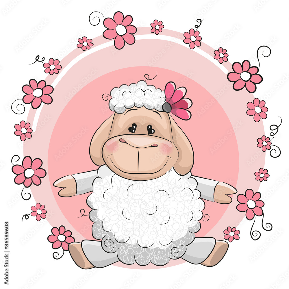Fototapeta premium Sheep with flowers