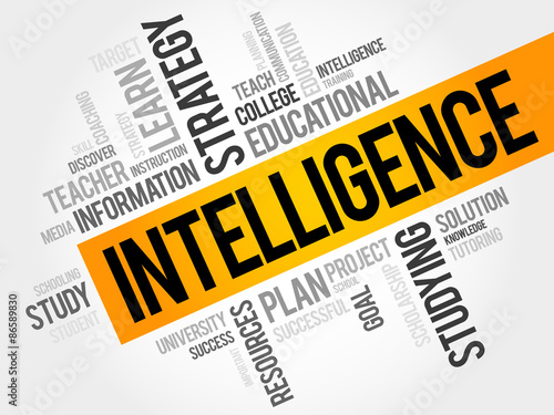 Intelligence word cloud, education concept