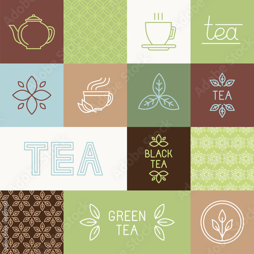 Vector tea package design elements