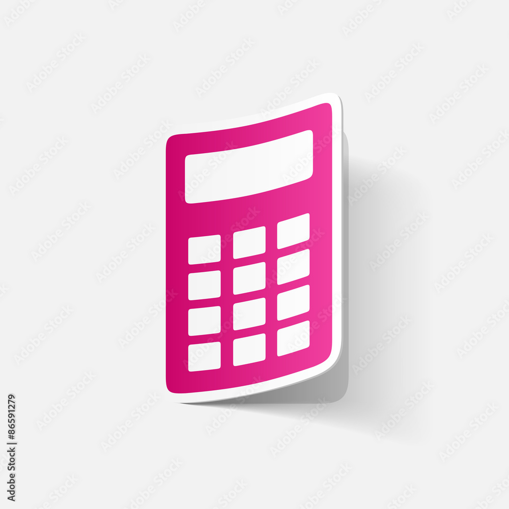 Paper clipped sticker: office electronic calculator Paper clipped sticker: office electronic calculator