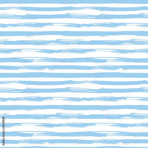 Vector seamless pattern with blue brush strokes. Striped