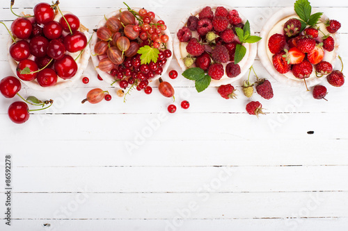 Cake with berries. Healthy sweets background.