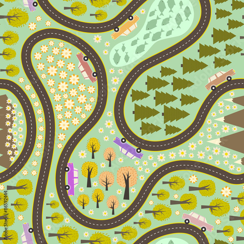 Road pattern with cars