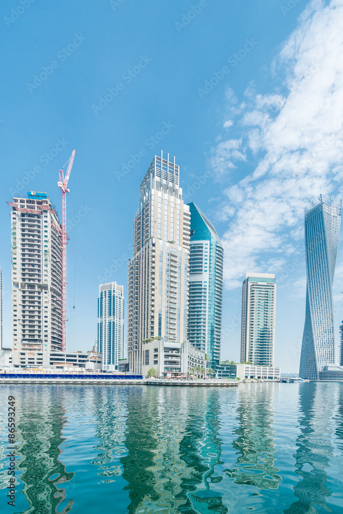 Fototapeta premium Dubai - AUGUST 9, 2014: Dubai Marina district on August 9 in UAE