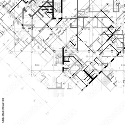 Vector architectural black and white background