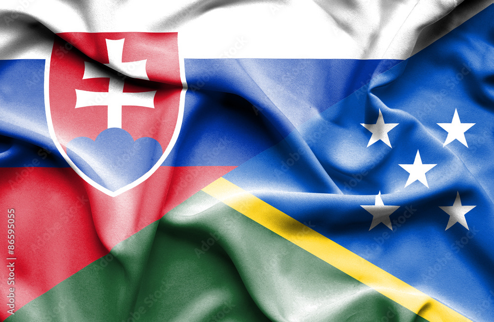 Waving flag of Solomon Islands and Slovak Waving flag of Solomon Islands and Slovak
