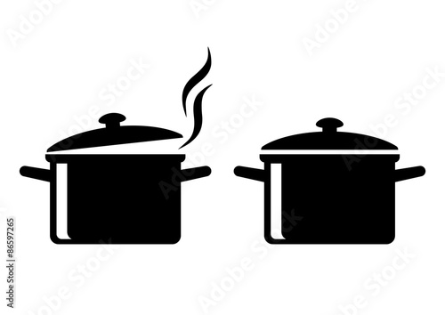 Black cooker icons on white background