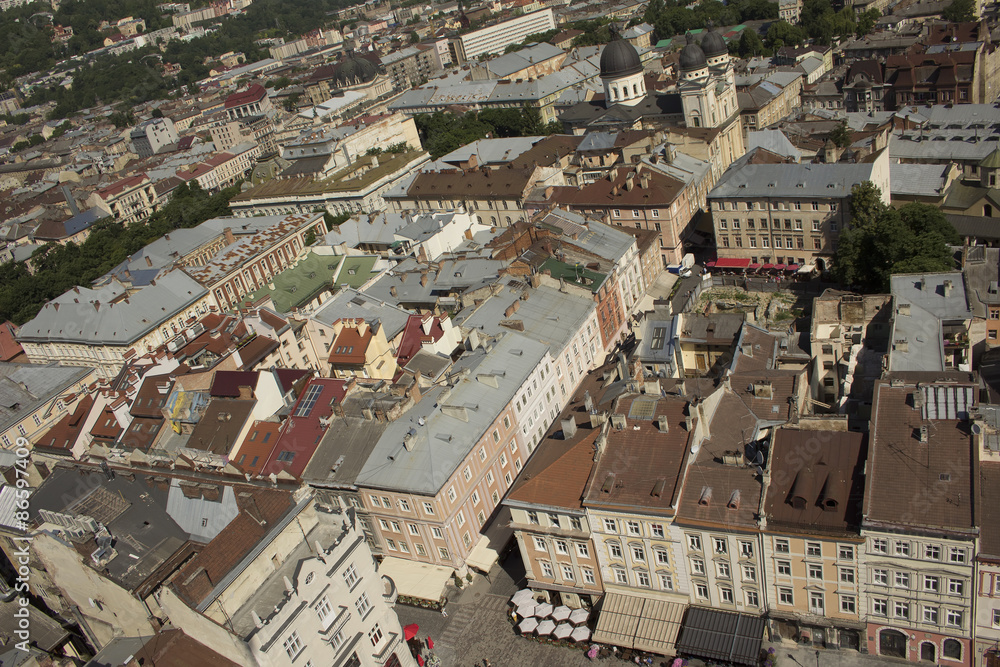 View of the center square  of Lviv