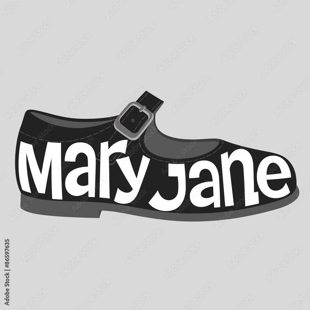 Fashion typography, Mary Jane shoe typography, fashion calligraphy