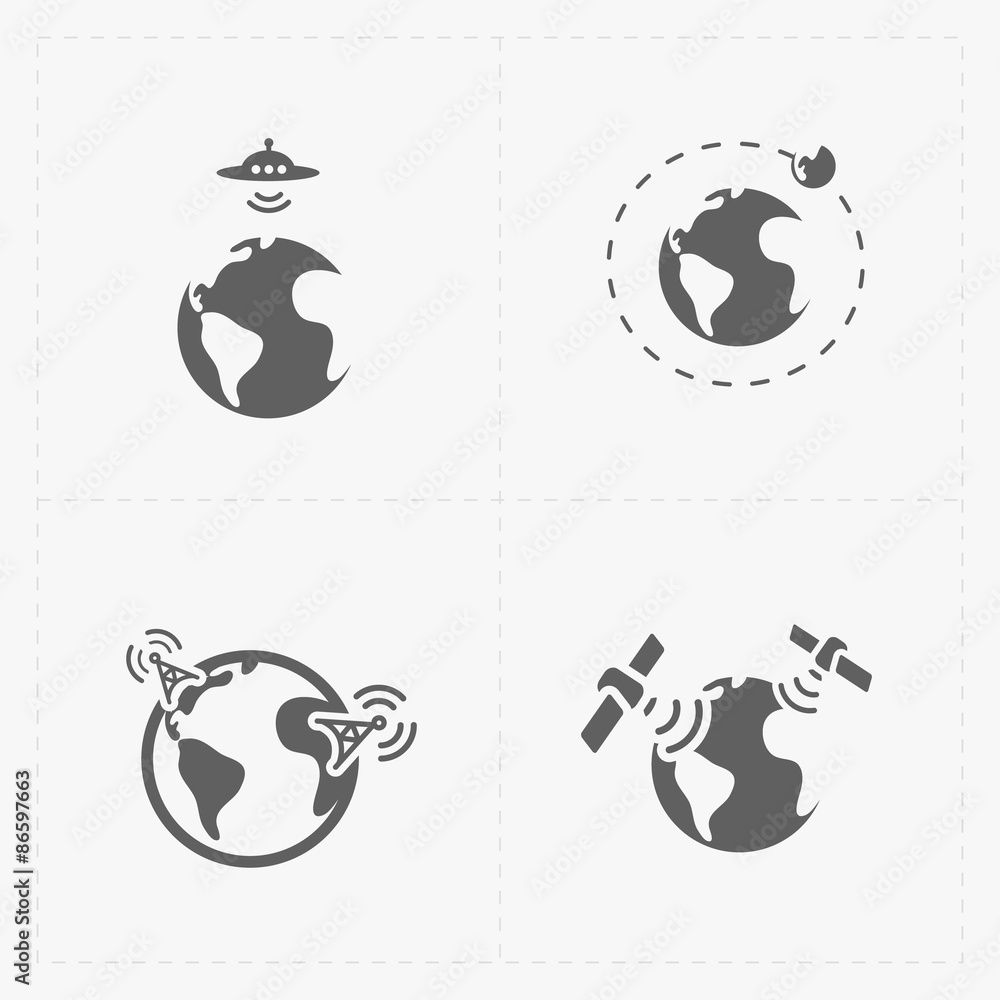 Earth vector icons set on white background.