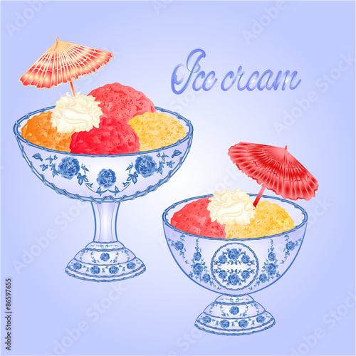 Ice cream faience sundaes vector