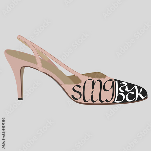 Fashion typography, shoe typography, slingback typography, fashion calligraphy, fashion history, shoe history, shoe types, shoe typology, fashion encyclopedia.