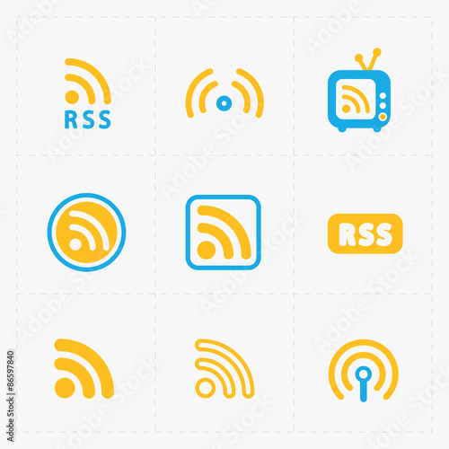 RSS sign icons. RSS feed symbols on White Background.