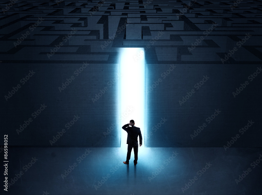 man at the entrance to a maze man at the entrance to a maze