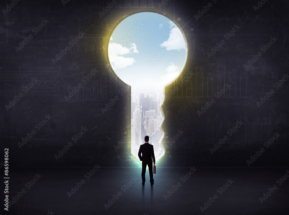 Obraz premium businessman looking a big key