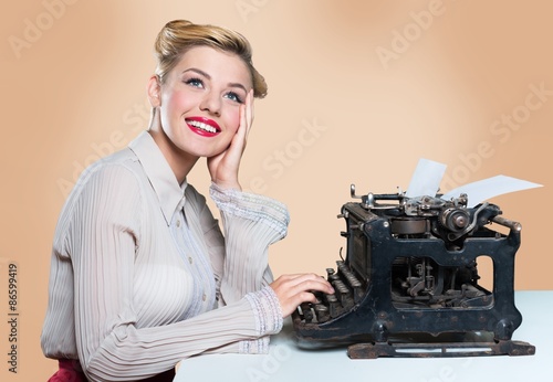 Writer, woman, type. photo