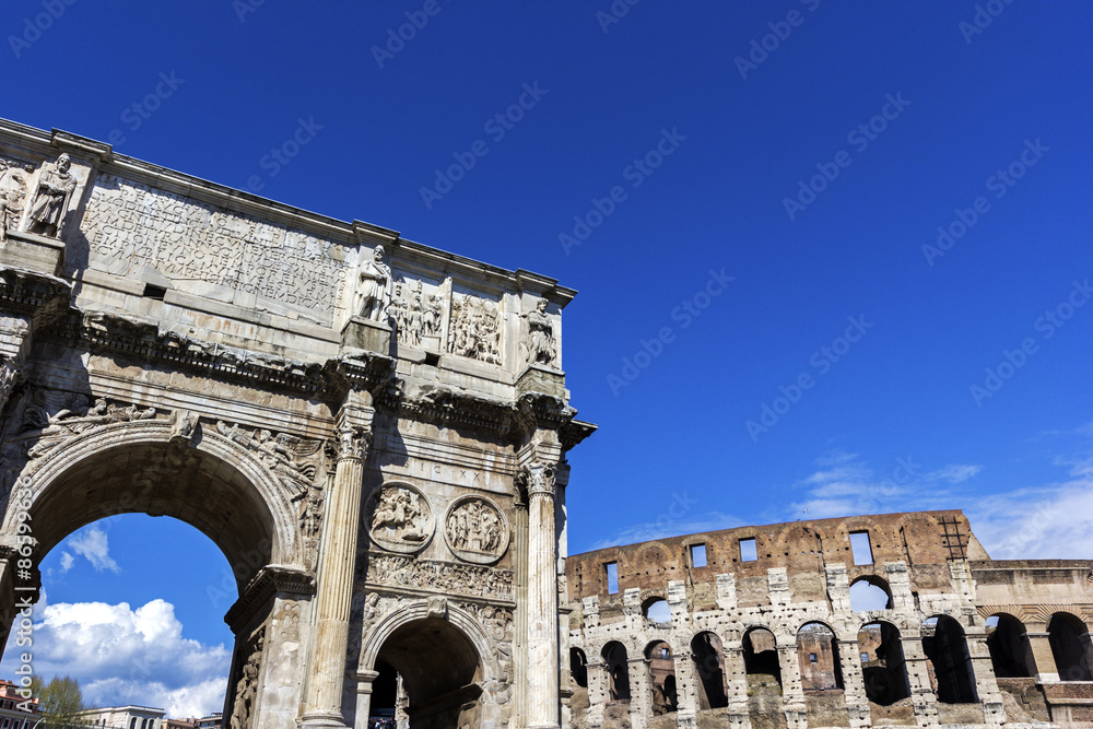 Arch of Constantine and Colosseum in Rome