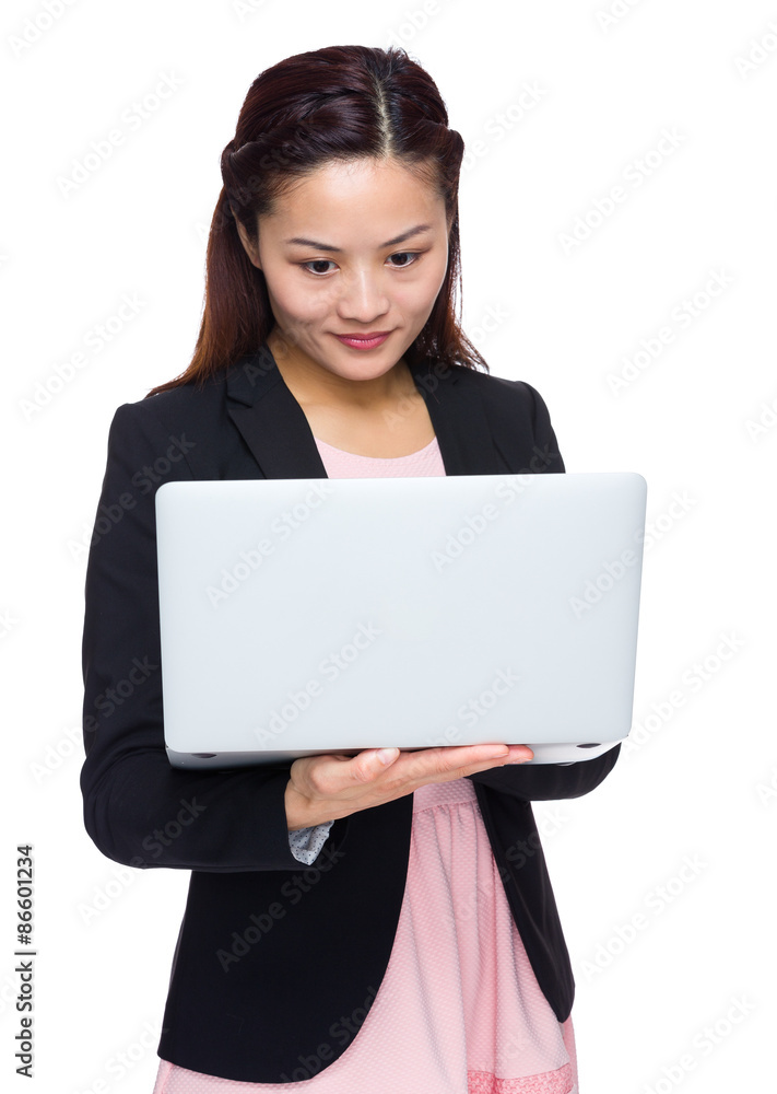 Asian woman use of the notebook computer Asian woman use of the notebook computer