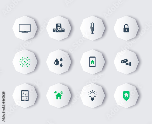 Smart house modern octagon icons, vector illustration, eps10, easy to edit