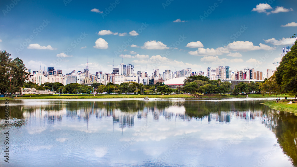 Sao Paulo skyline from Ibirapuera Park