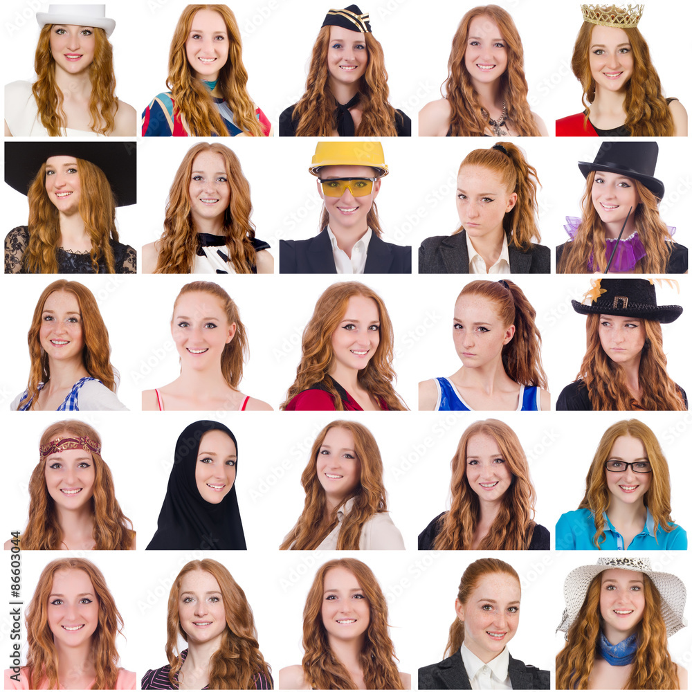 Collage of many faces from same model Collage of many faces from same model