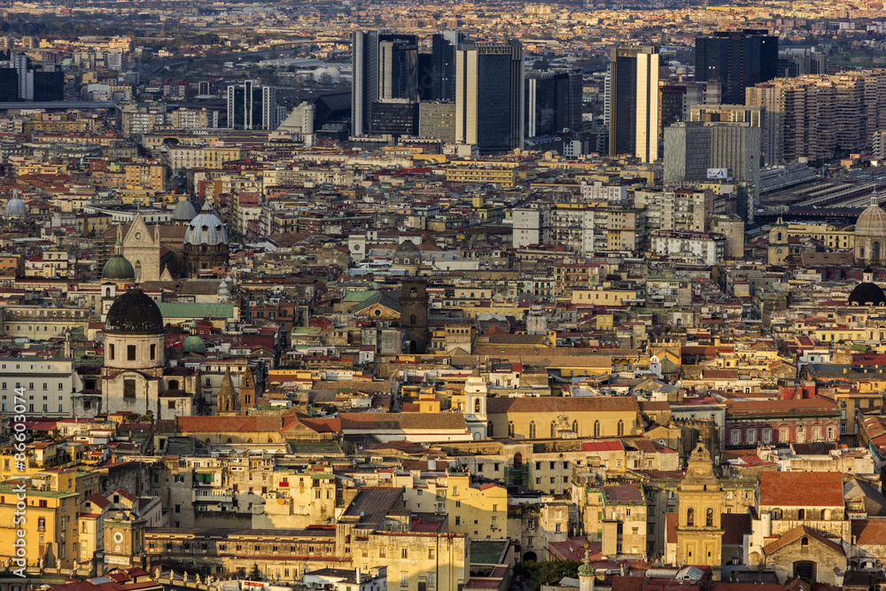 View on Old Town and Centro Direzionale in Naples, Italy