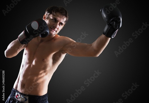 Boxing, isolated, one man. © BillionPhotos.com