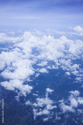 Fototapeta Naklejka Na Ścianę i Meble -  view from the window when airplane flying in the cloud