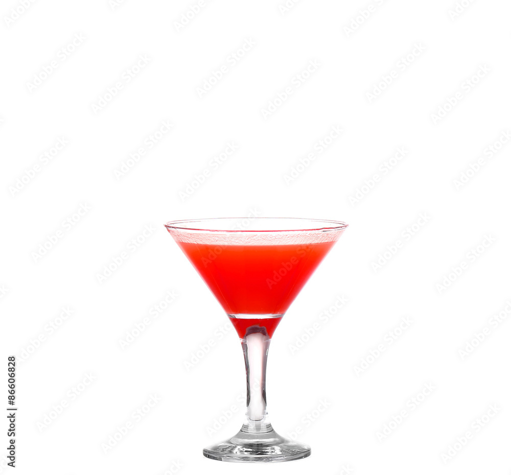 neckline red cocktail isolated on white background neckline red cocktail isolated on white background
