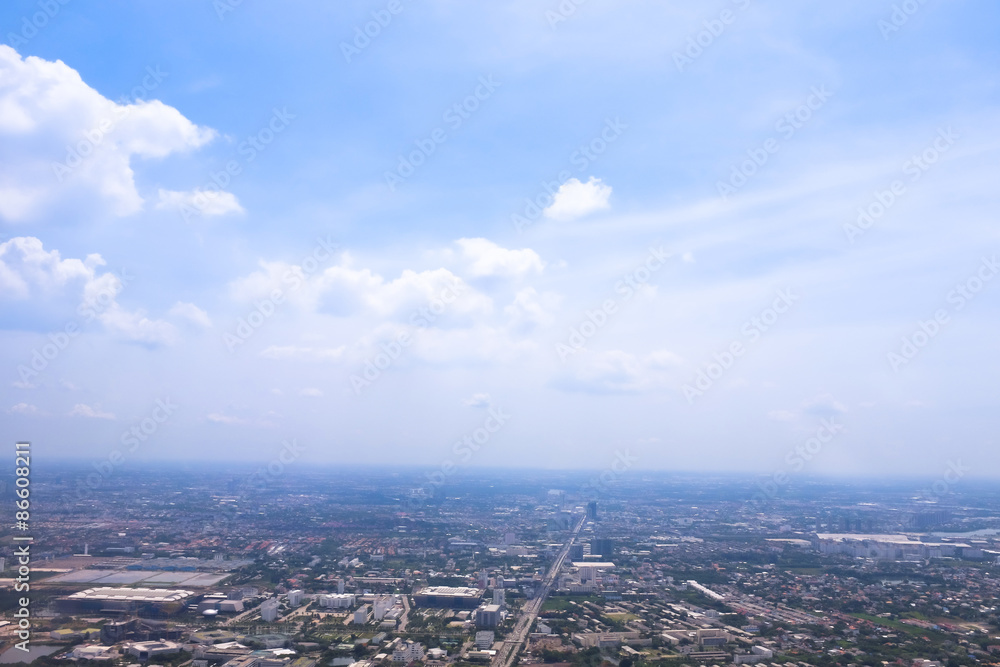 Fototapeta premium view from the window when airplane flying in the cloud