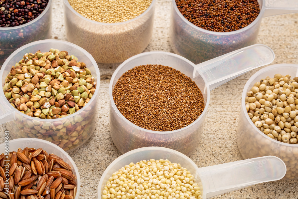 scoops of gluten free grains scoops of gluten free grains