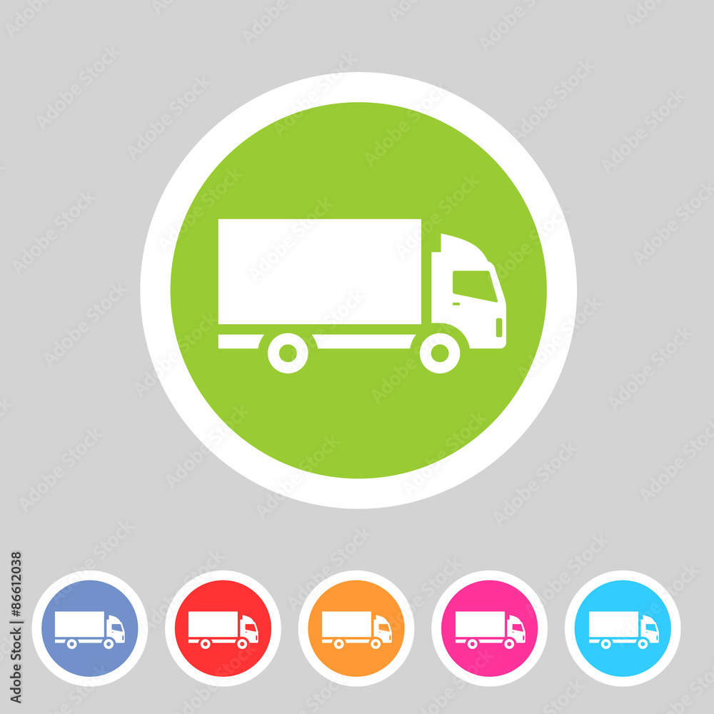 Cargo truck flat icon web sign symbol logo label Cargo truck flat icon web sign symbol logo label