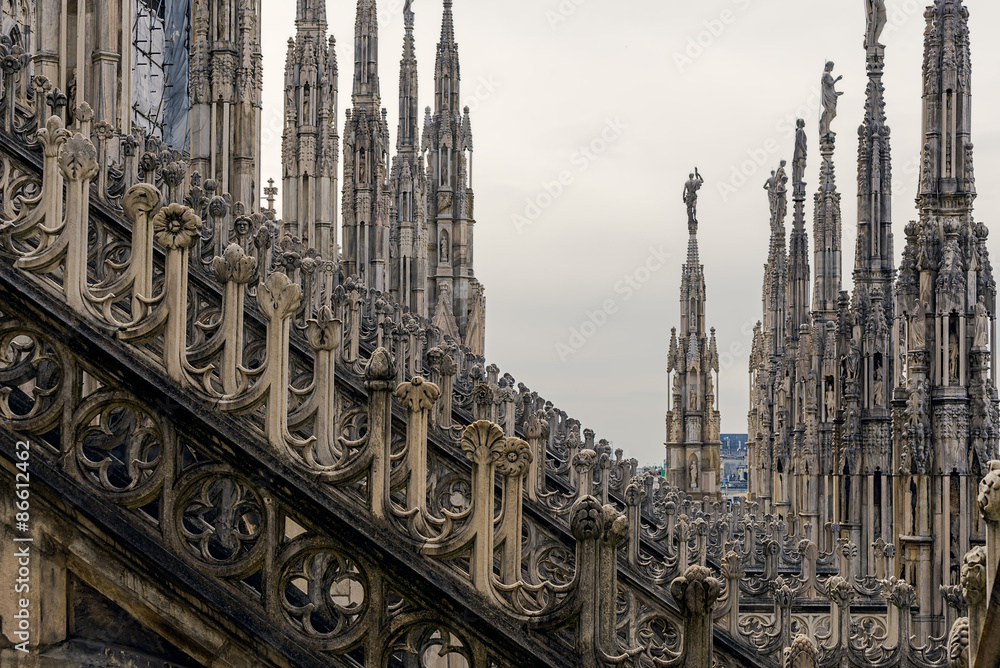 Roof of Duomo cathedral, Milan, Italy